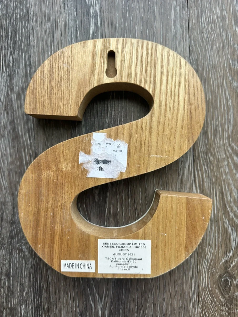 Letter S Decorative Wood & White Laser-Cut - Picture 3 of 10